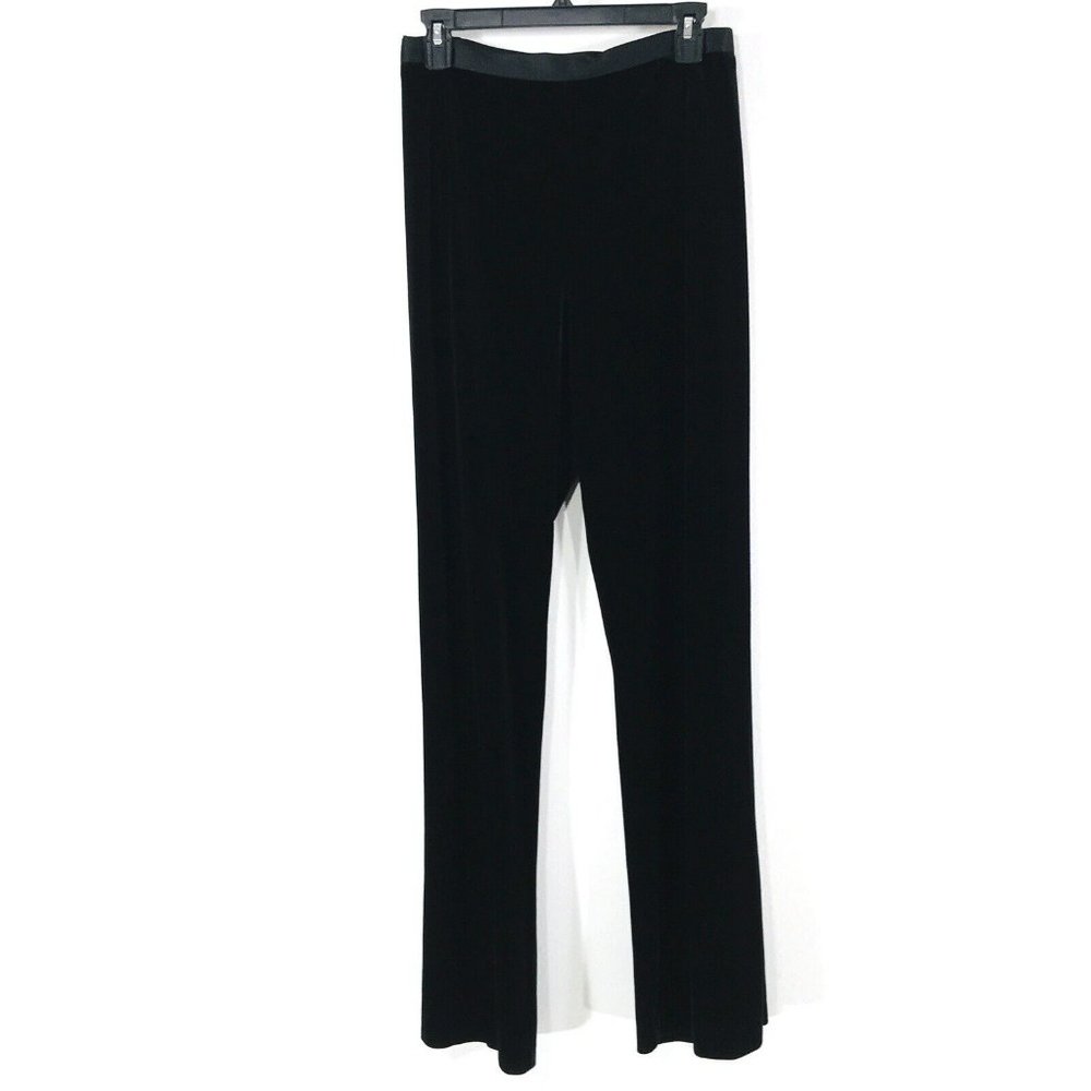 NEW JS Collections Women's16 Black Velvet Pants Lord & Taylor Side Zip Stretch - Picture 2 of 8